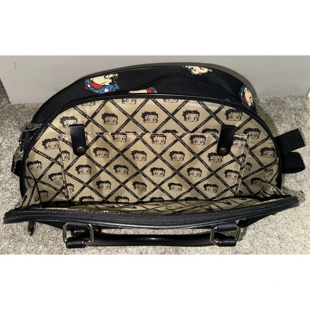 Betty Boop EZ Rider Black 2 Compartment Duffle Bag/Tote Bag Purse 18